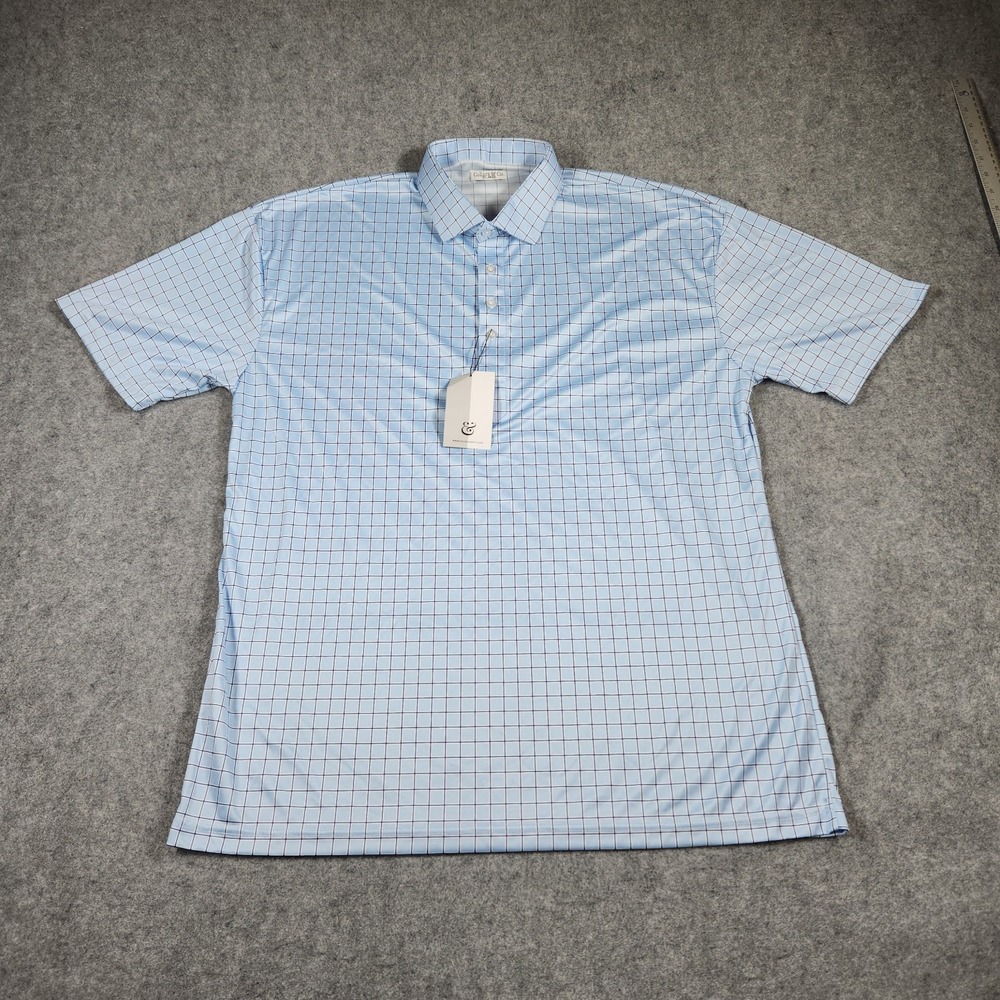 Collars And Co Short Sleeve Collard  Polo Blue Check Size 2XL Relaxed